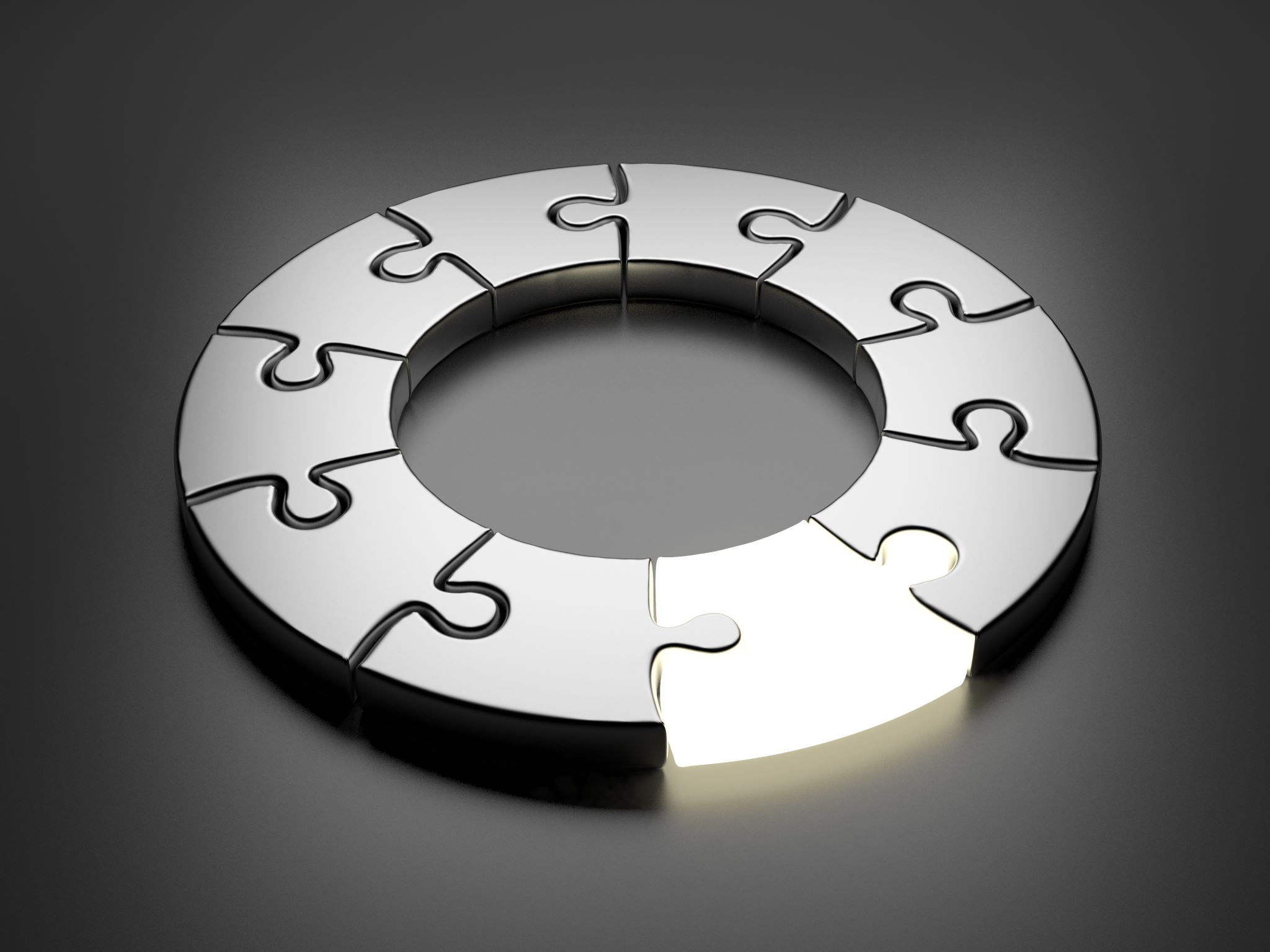 Tek-bir-parçanın-aydınlatıldığı-tamamlanmış-bulmaca